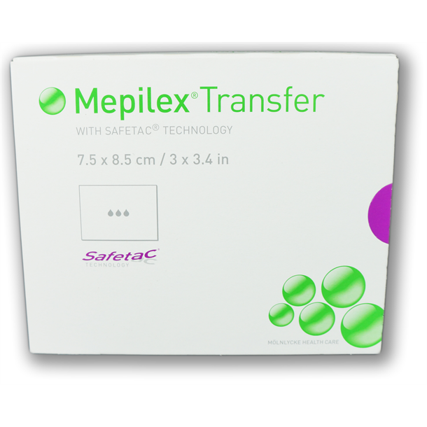 Mepilex Transfer Dressing 7.5cm x 8.5cm. Box of 5