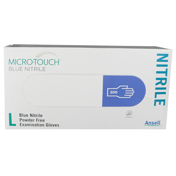 Micro-Touch Nitrile Exam Glove Large,Blue,N/S,No-Powder Box of 200