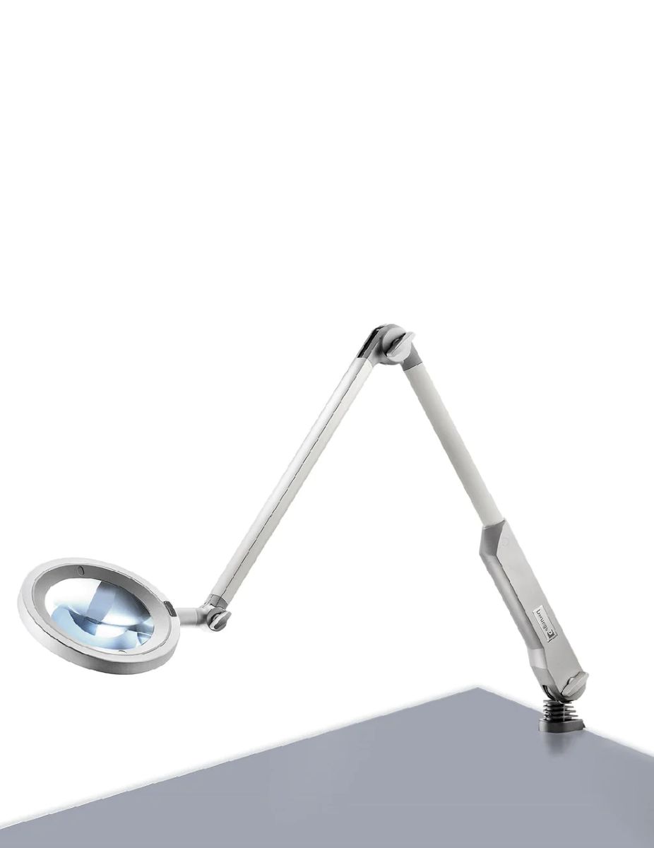 OpticLux 10-2 LED Magnifier with UV and White Light, with Bench Clamp
