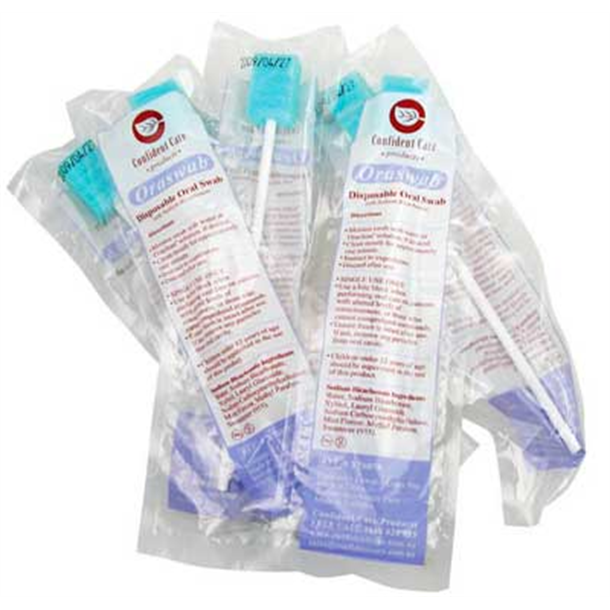Oraswab Disposable Oral Swab with Sodium Bicarbonate. Box of 100 (Purple Packet)