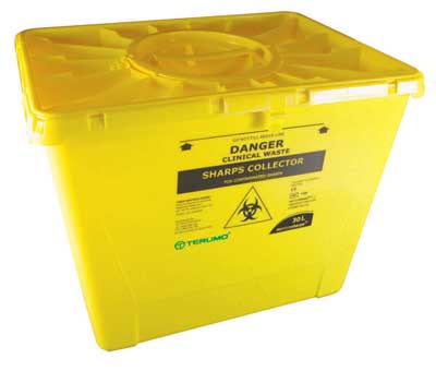 30LSharpsContainerYellowThreePieceWithSeparateScrewLid(Terumo)