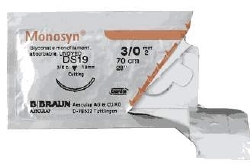 3/0 MONOSYN UNDYED SUTURE 19MM MICROPOINT 3/8 RC NEEDLE, 45CM. PACK OF 36
