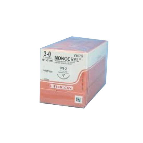 3/0 Monocryl Plus Suture 19mm, 45cm Thread. Box of 12