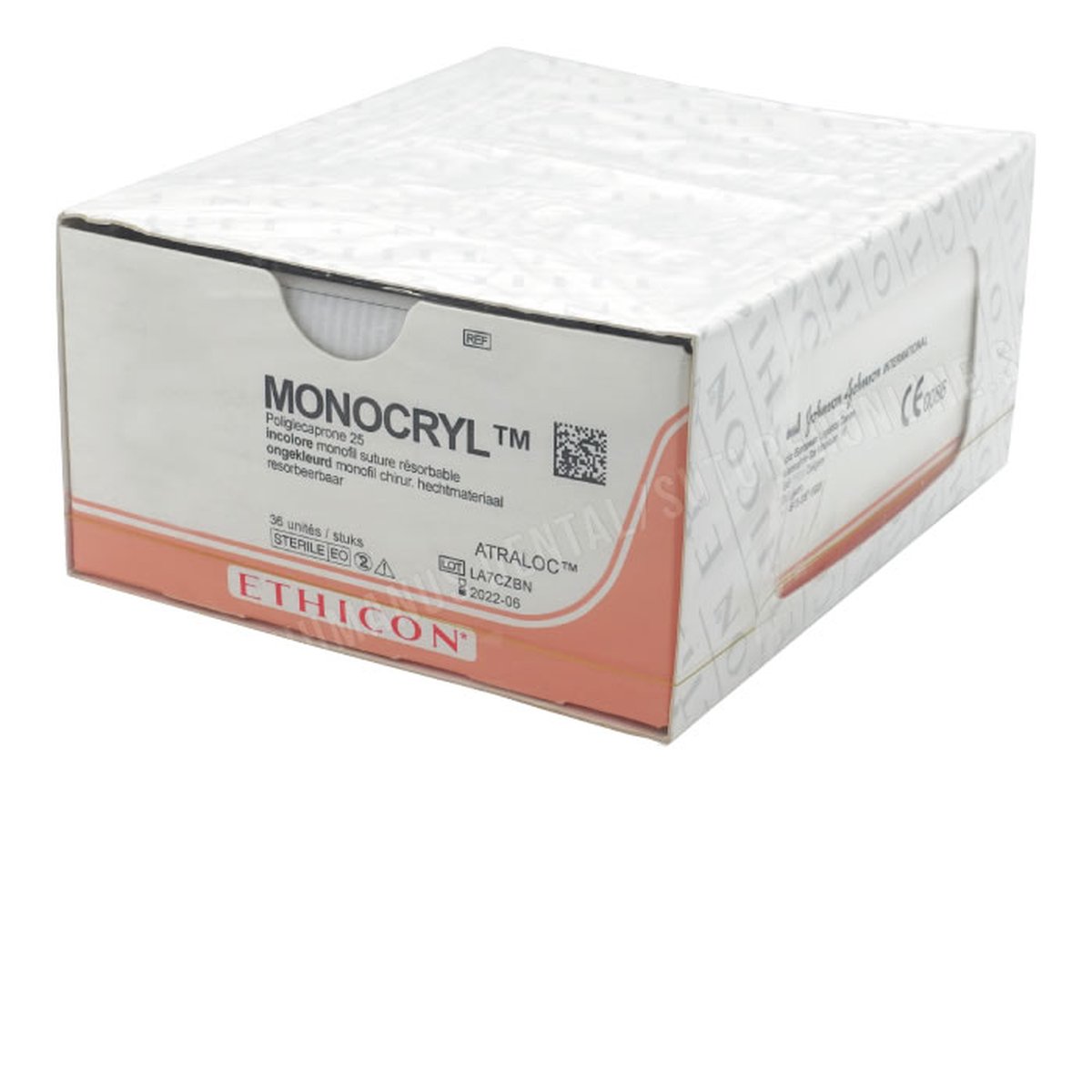 3/0 Monocryl Suture 26mm Prime Needle, Undyed 70cm. Box of 12