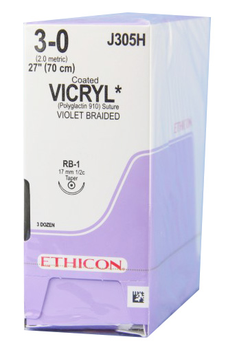3/0 VICRYL SUTURE 17.4MM, 70CM. BOX OF 36
