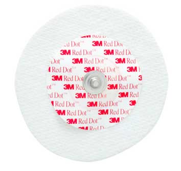 3M Red Dot Micropore Round Monitoring ECG Electrode with Press Stud 60mm Diameter. Pack of 50