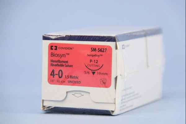 4/0 BIOSYN SUTURE 19MM  HAND HONED RC NEEDLE, 45CM. BOX OF 12
