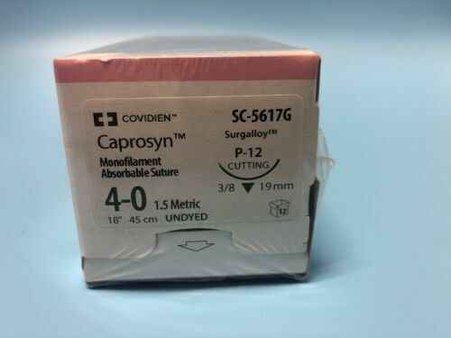 4/0 CAPROSYN SUTURE P-12/19MM RC 3/4 CIRCLE NEEDLE, 45CM. BOX OF 12