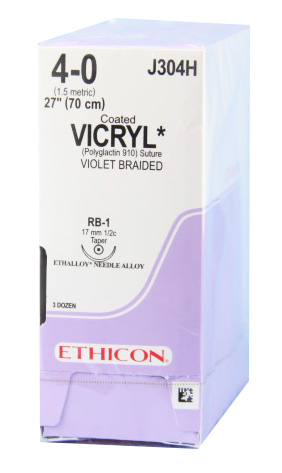 4/0 VICRYL SUTURE 17.4MM, 70CM. BOX OF 36