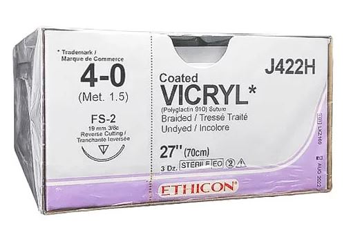 4/0 VICRYL SUTURE 18.7MM, 70CM. BOX OF 36