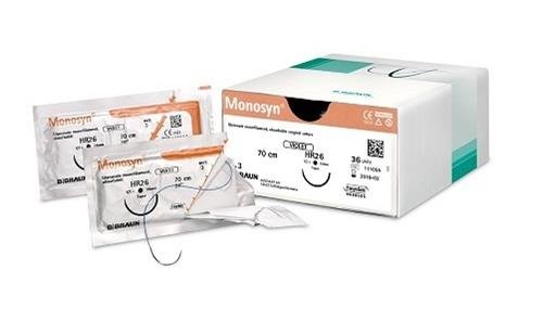 5/0 Monosyn Violet Suture 16mm 3/8 RC Needle, 45cm. Pack of 36