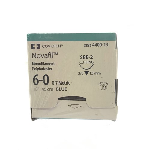 6/0 NOVAFIL SUTURE 13MM NEEDLE, 45CM. BOX OF 12