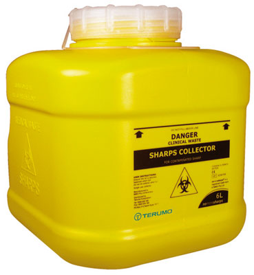 6LSharpsContainerYellowWithScrewLid(Terumo)