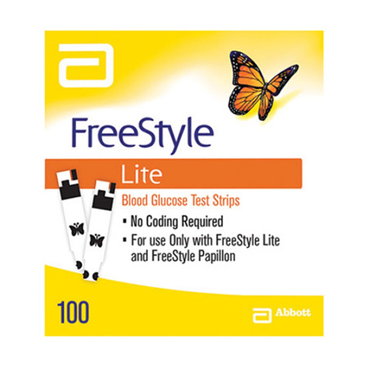 Abbott FreeStyle Lite Blood Glucose Test Strips. Pack of 100