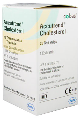 Accutrend Cholesterol Test Strips. Box of 25