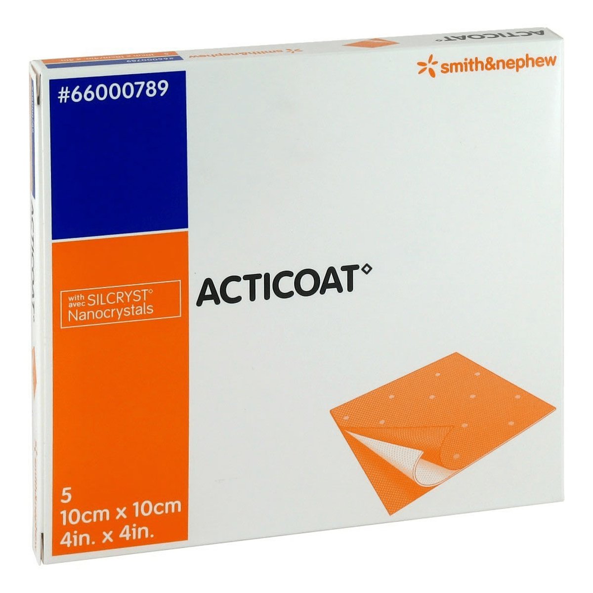 Acticoat Silver-Coated Antimicrobial Barrier Dressing 10cm x 10cm. Box of 5