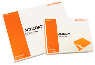 Acticoat Silver-Coated Antimicrobial Barrier Dressing 10cm x 10cm. Single Dressing