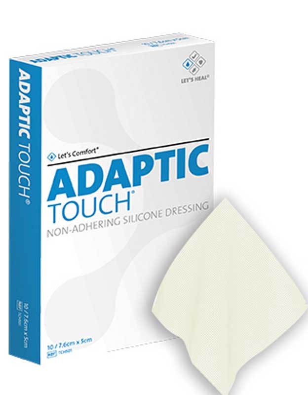 Adaptic Touch Silicone Contact Dressing 5cm x 7.6cm. Box of 10