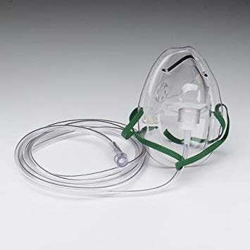 Adult Oxygen Mask Elongated Style Medium Oxygen Concentration with 2.1m Oxygen Tubing