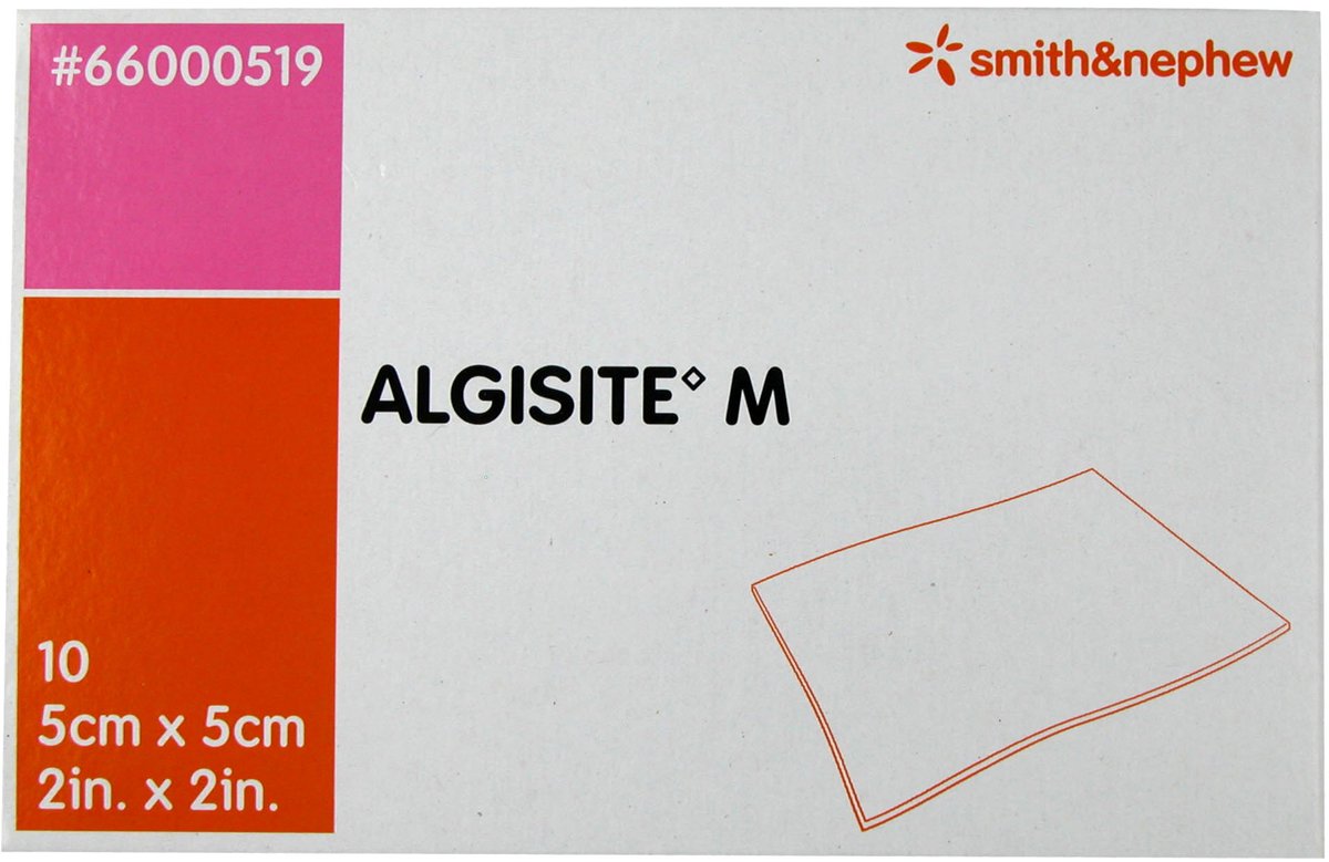 Algisite M Calcium Alginate Dressing 5cm x 5cm. Box of 10