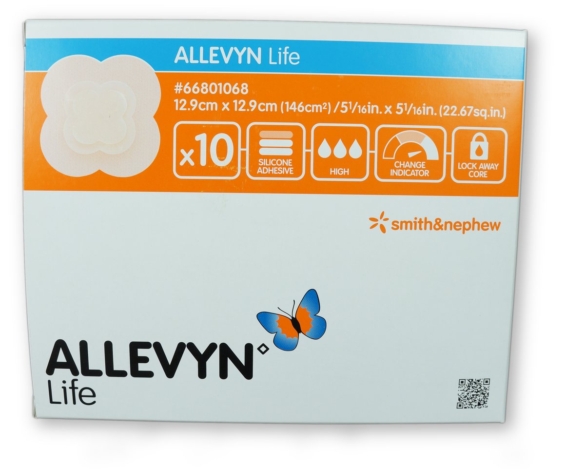 Allevyn Life Adhesive Foam Dressing 12.9cm x 12.9cm. Box of 10