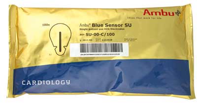 Ambu BlueSensor SU Resting ECG Tab Electrode 49mm x 33mm. Pack of 100.