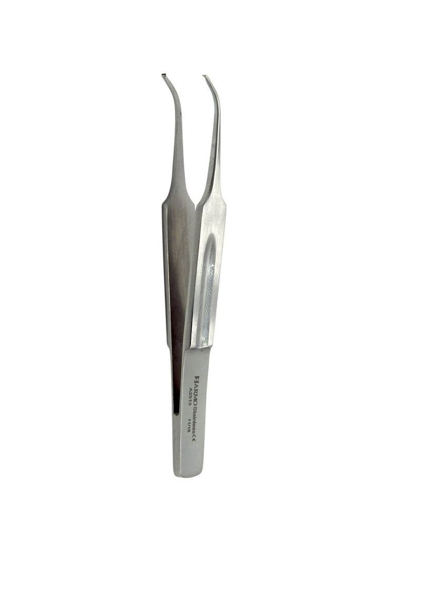 Armo Lester Iris 1:2 Toothed Forceps Curved 7cm
