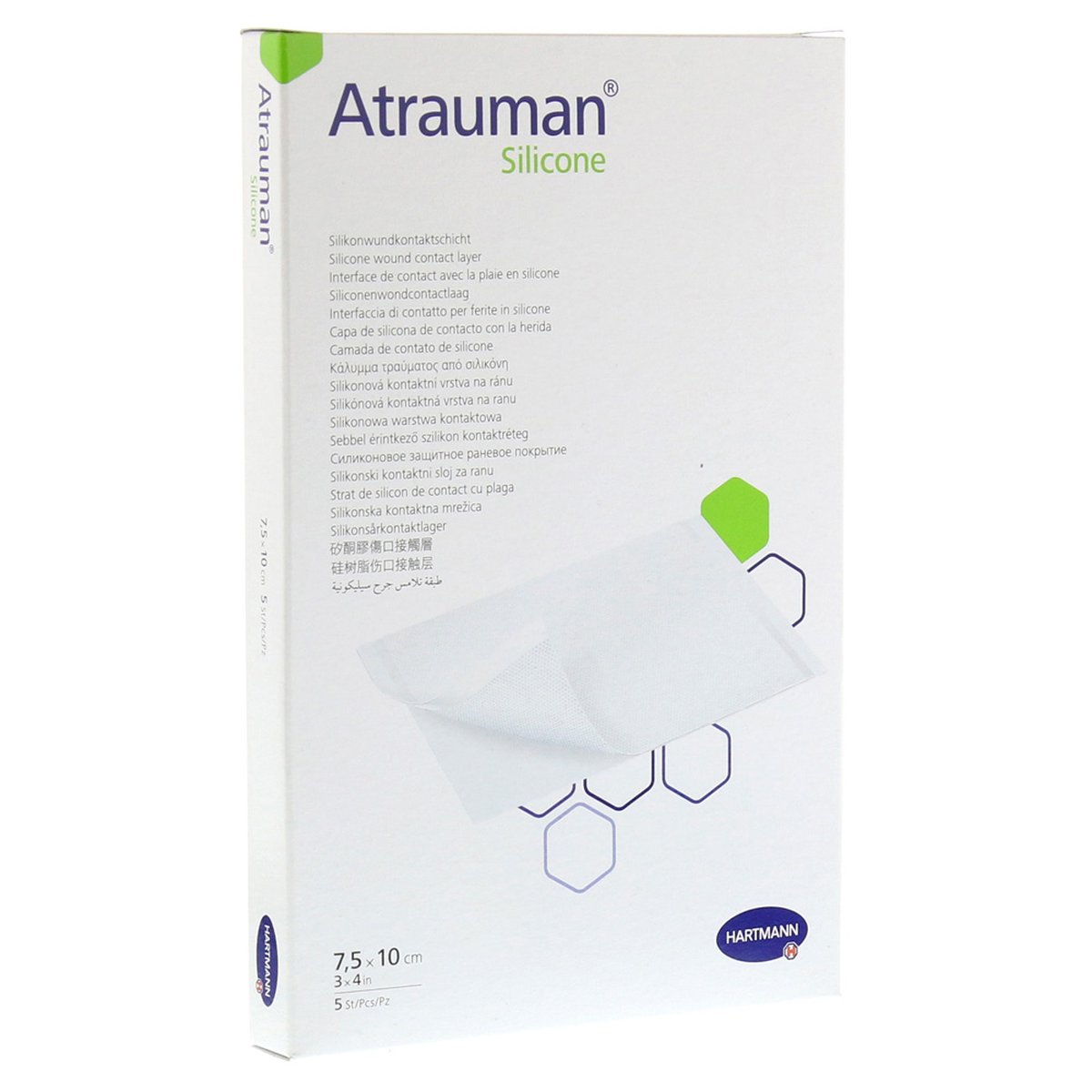 Atrauman Silicone Wound Contact Layer Dressing 7.5cm x 10cm. Box of 5
