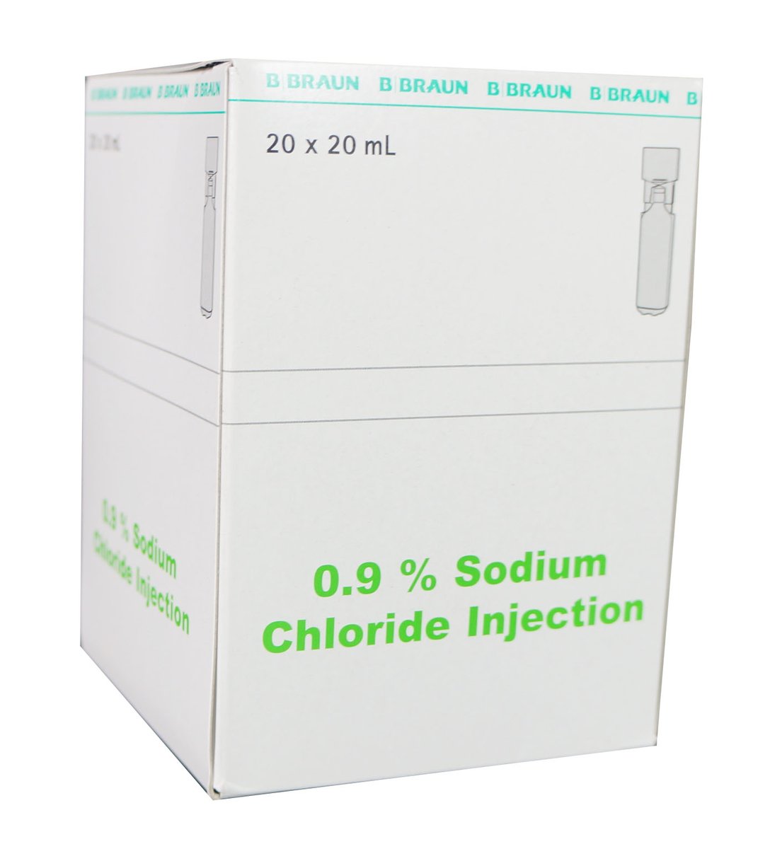 B.Braun Sodium Chloride 0.9% for Injection 20 x 20ml Mini-Plasco connect