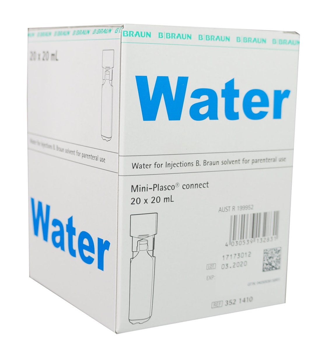 B.Braun Water for Injection 20 x 20ml Mini-Plasco connect