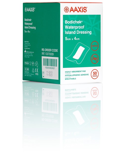 Bodichek Waterproof Film Island Dressing 5cm x 4cm. Box of 50