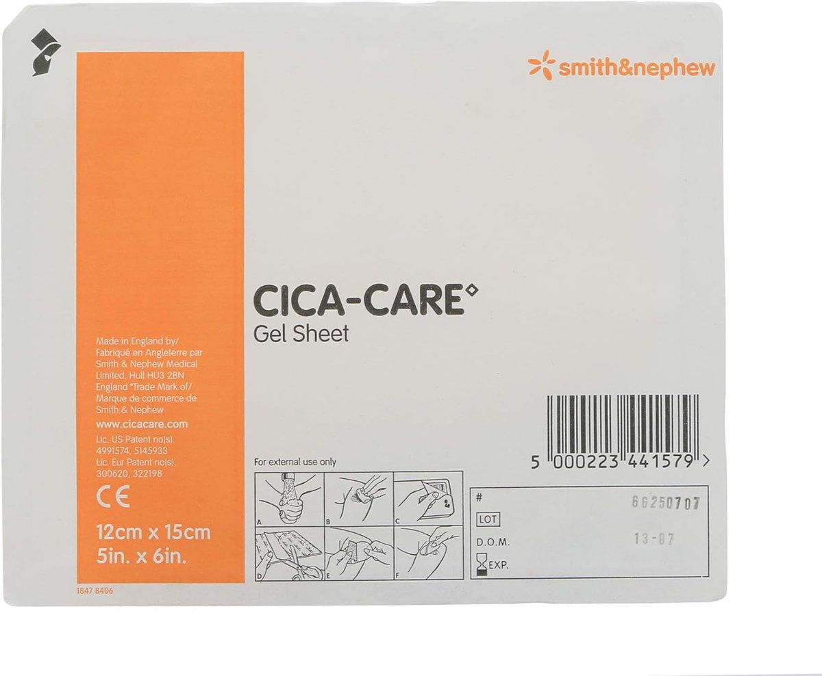 CICA-CARE Silicone Gel Sheet 12cm x 15cm. Box of 10