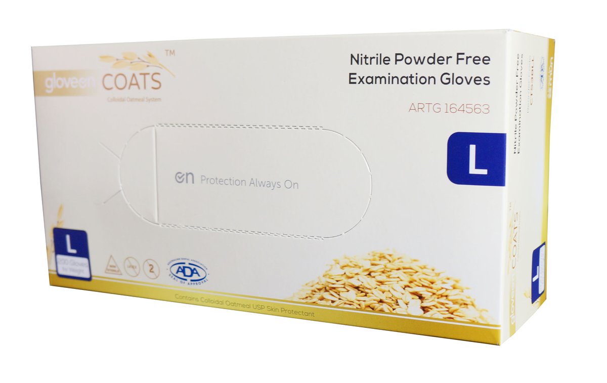 COATS Nitrile Exam Gloves Blue Large P/F. Box of 200