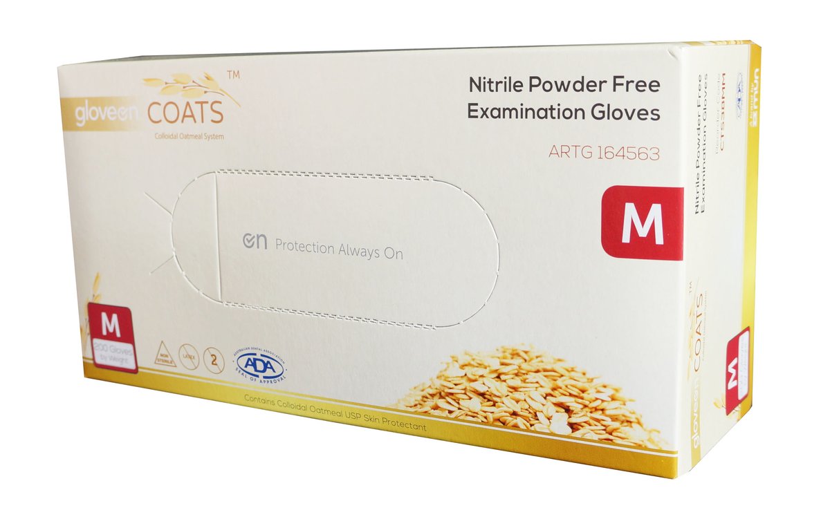 COATS Nitrile Exam Gloves Blue Medium P/F. Box of 200