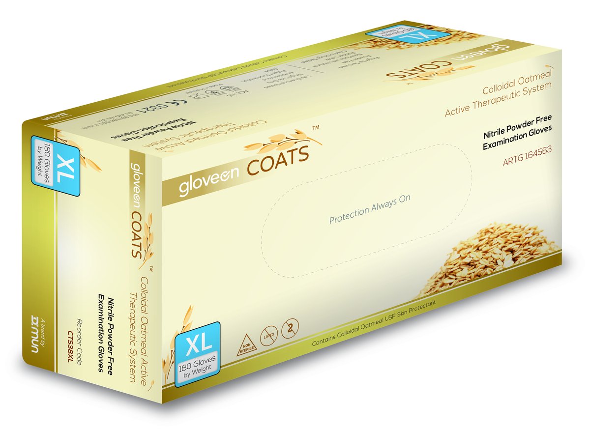 COATS Nitrile Exam Gloves Blue X-Large P/F. Box of 180