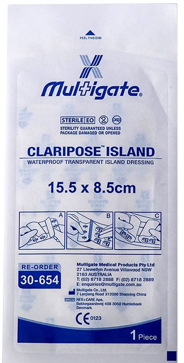 Claripose Transparent Film Island Dressing 15.5cm x  8.5cm. Box of 20