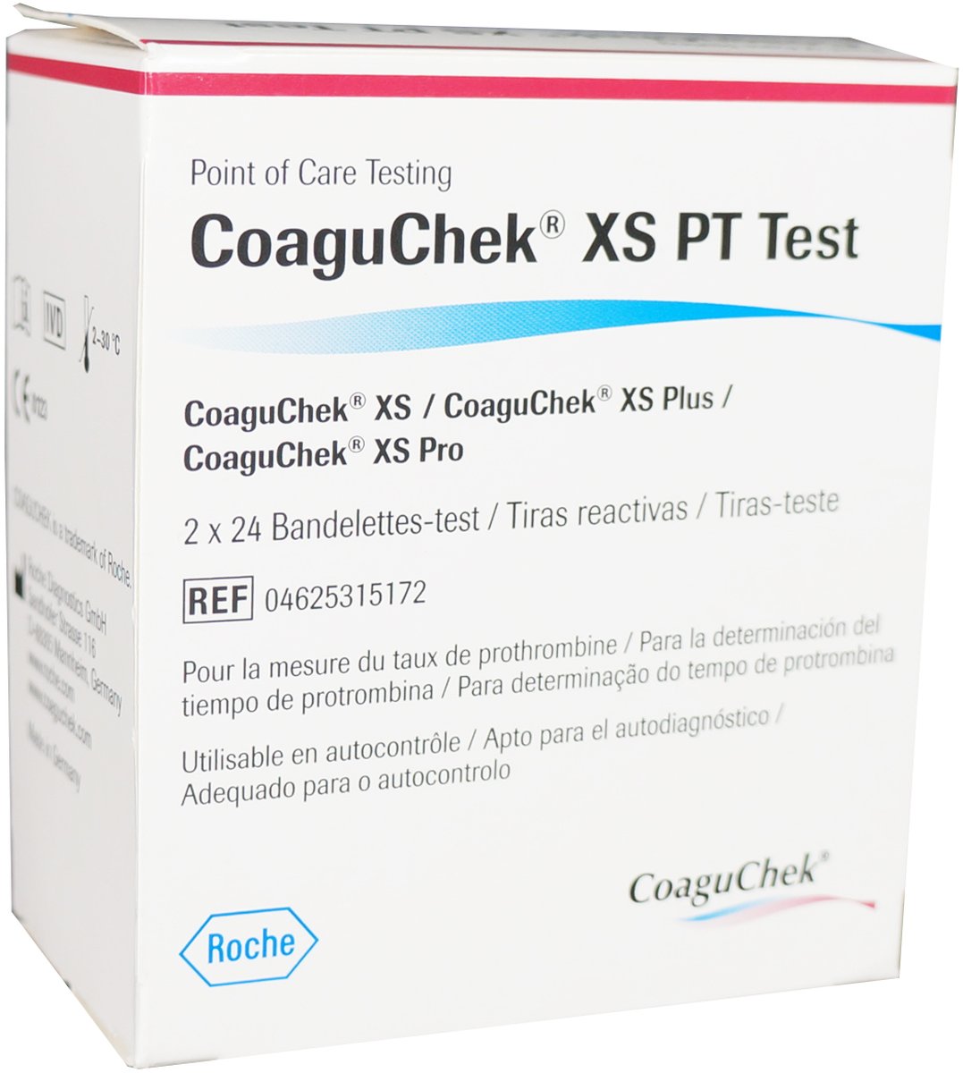 CoaguChek XS PT Test Strips Box of 48 (Two Bottles of 24)