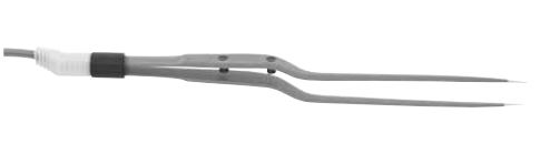 Conmed Hardy Bipolar Forceps 21cm, 0.5mm Micro Tips, Bayonet with Stops, Uninsulated Handles