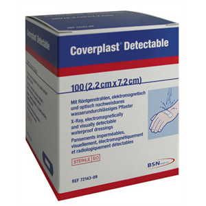 CoverplastDetectable72MmX22MmBoxOf100X-RayDetectable%2cBlue%2cWaterproofDressingStrips