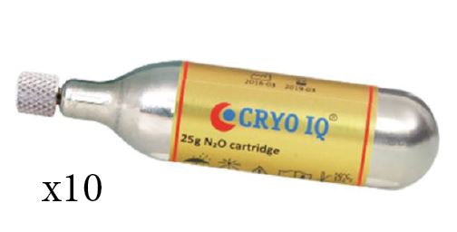 CryoIQ Cryotherapy Nitrous Oxide Gas Cartridge 25g. Pack of 10 