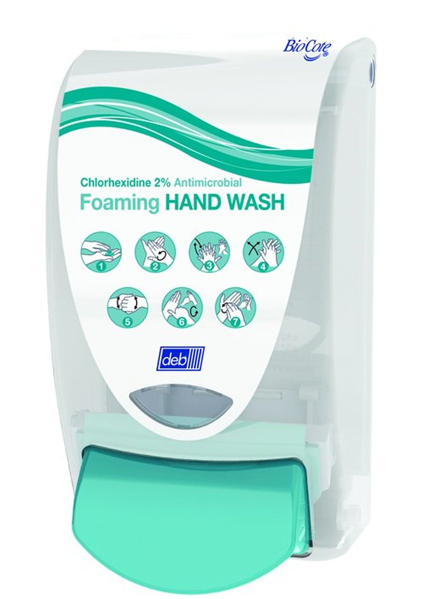 Cutan Chlorhexidine Foaming Handwash 1L Blue Wall Dispenser 