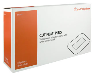 Cutifilm Plus Transparent Island Dressing 8cm x 15cm. Box of 25