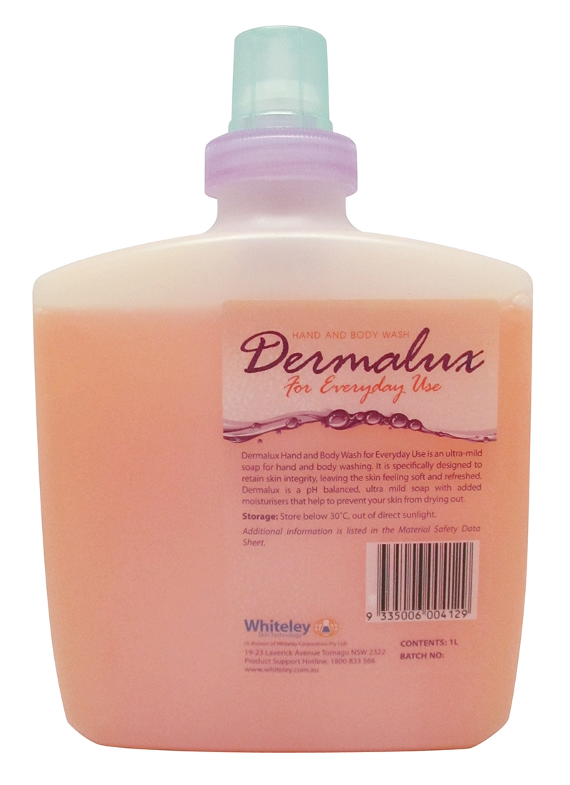 Dermalux Everyday Hand & Body Wash Soap, 1L Pod for Wall Dispenser