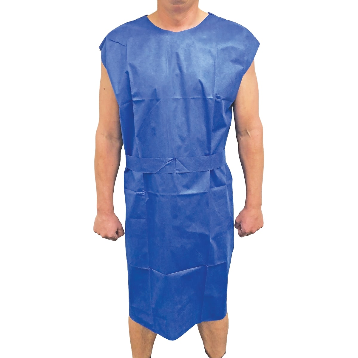 Diagnostic X-Ray Patient Modesty Gown Blue with Waist Ties. Case of 100