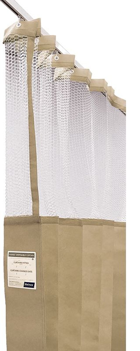 Disposable Antimicrobial Medical Curtain 7.5m x 2.3m(D) with Mesh, Latte