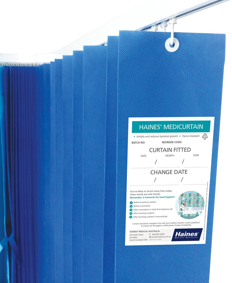 Disposable Antimicrobial Medical Curtain 7.5m x 2m(D), Summer Blue