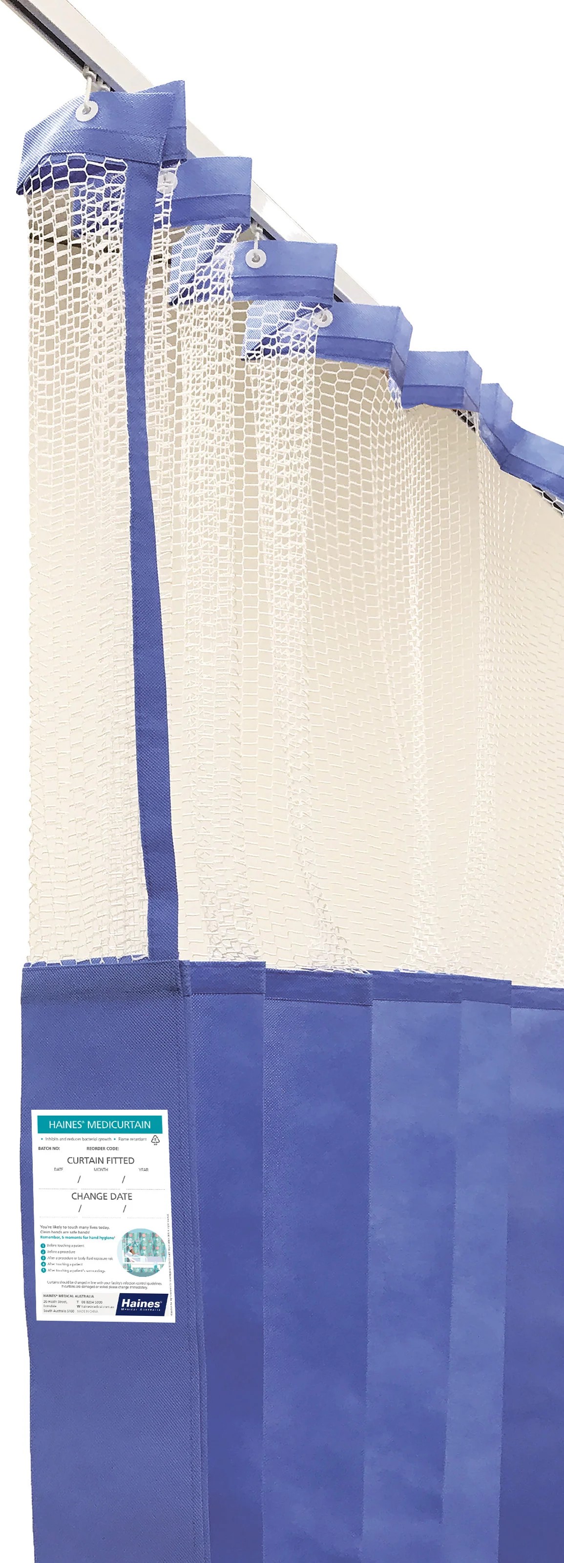Disposable Curtain 7.5m x 2.3m(D) with Mesh, Summer Blue