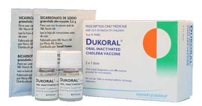 Dukoral Chlorea Vaccine 2 x 3mL Vials & 2 Buffer Sachets *S4*