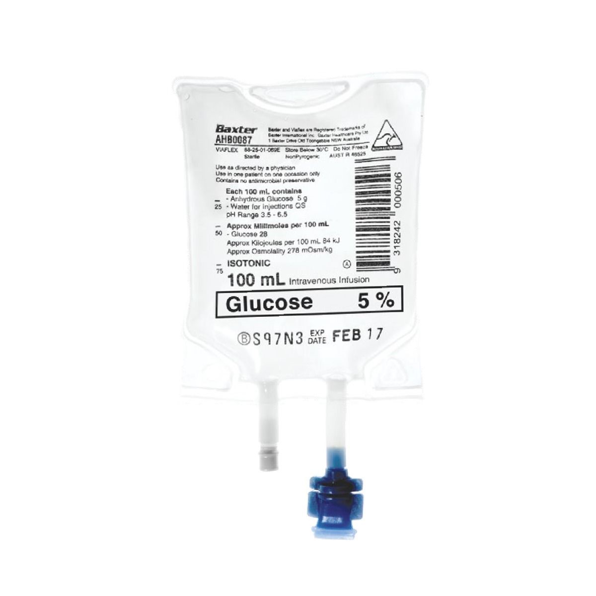 GLUCOSE 5% IV BAG 100ML SINGLE BAG
