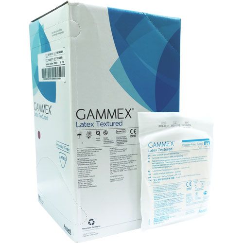 Gammex Latex Textured Sterile Gloves Sz 8. Box of 50 Pairs